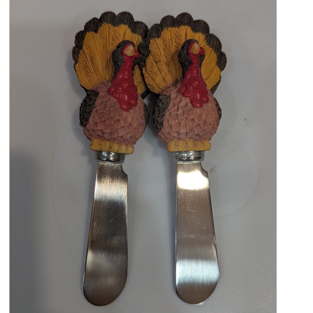 Boston Warehouse Turkey Cheese or Butter Spreaders Set/2 Thanksgiving Fall Decor